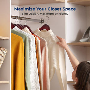 80 Pack Wooden Coat Hangers - Durable, Space-Saving, Cherry Finish