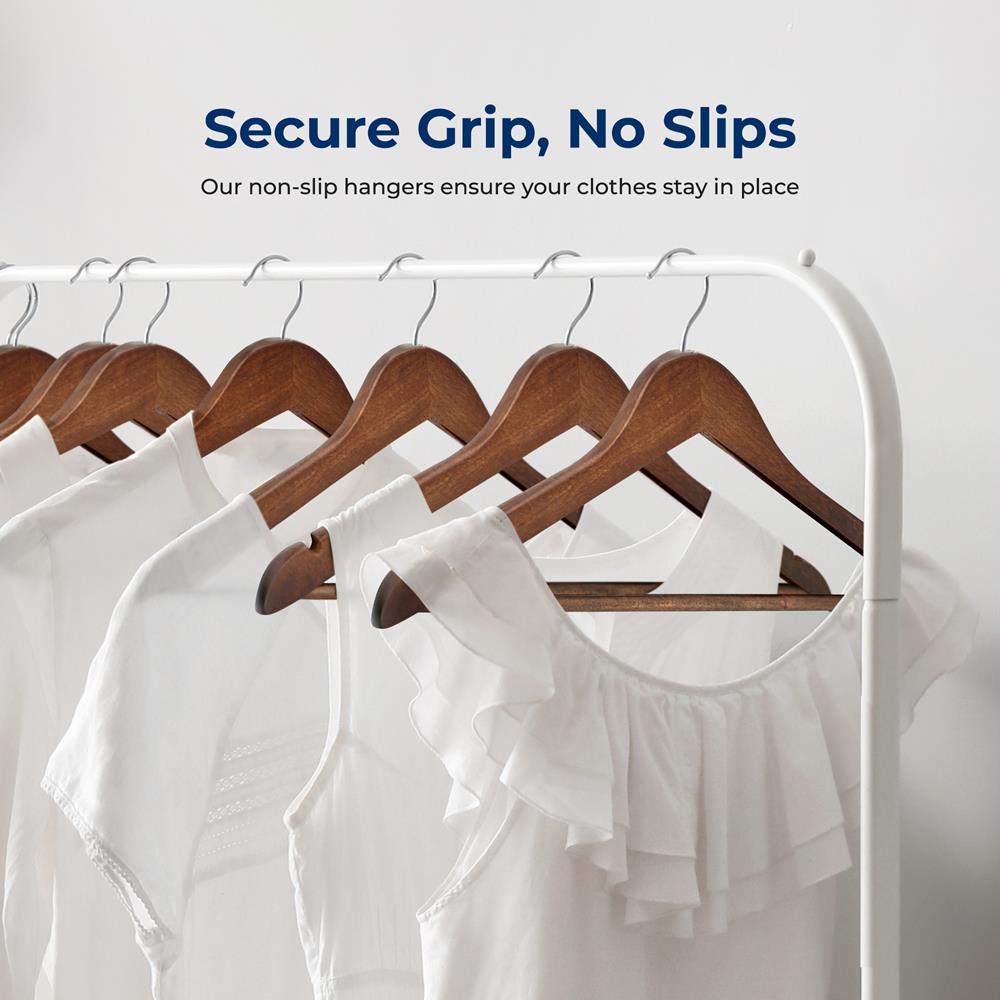 Wooden Suit Hangers 60-Pack, Heavy-Duty Non-Slip, 360° Swivel Hook, Natural