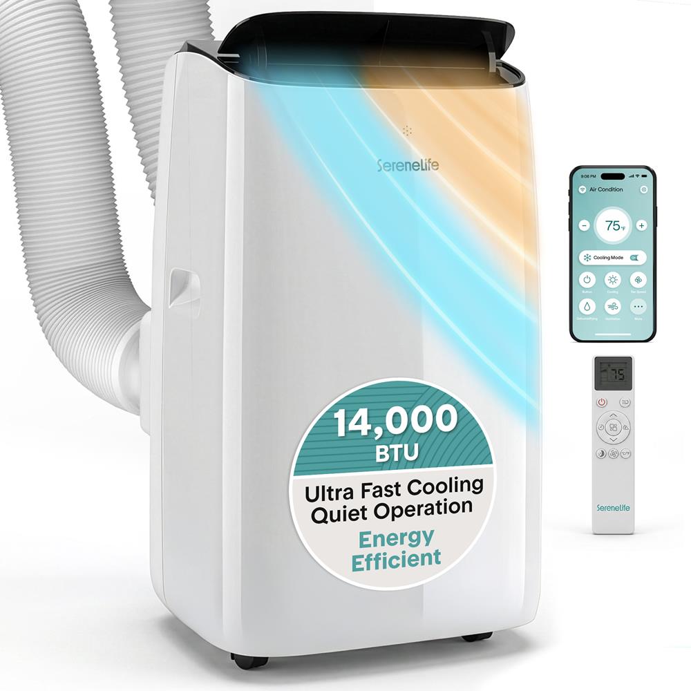 14000 BTU Portable Inverter Air Conditioner with Cooling, Heating, Wi-Fi Connectivity, and Quiet Operation – Perfect for Bedrooms, Offices, Living Rooms, and Indoor Spaces (White)