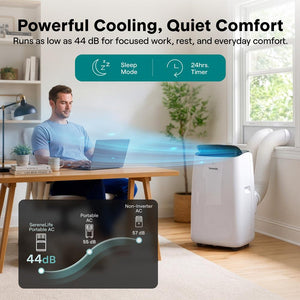 14000 BTU Portable Inverter Air Conditioner with Cooling, Heating, Wi-Fi Connectivity, and Quiet Operation – Perfect for Bedrooms, Offices, Living Rooms, and Indoor Spaces (White)