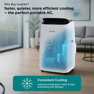 10300 Btu Portable Inverter Air Conditioner With Cooling, Heating, Wi-Fi Connectivity, And Quiet Operation – Perfect For Bedrooms, Offices, Living Rooms, And Indoor Spaces (White)