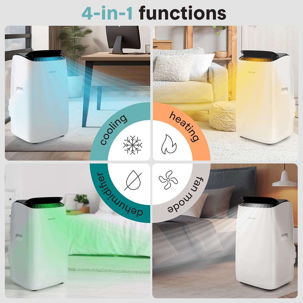 10300 Btu Portable Inverter Air Conditioner With Cooling, Heating, Wi-Fi Connectivity, And Quiet Operation – Perfect For Bedrooms, Offices, Living Rooms, And Indoor Spaces (White)
