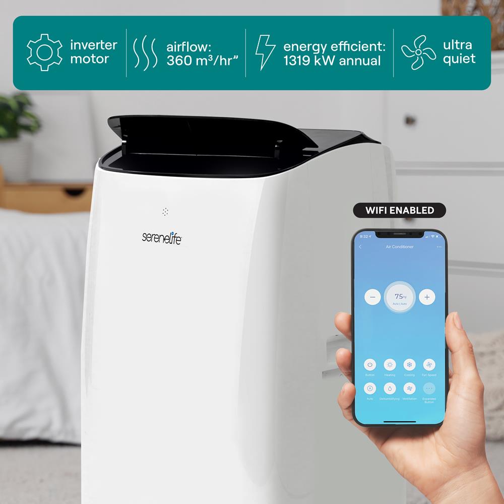 10300 Btu Portable Inverter Air Conditioner With Cooling, Heating, Wi-Fi Connectivity, And Quiet Operation – Perfect For Bedrooms, Offices, Living Rooms, And Indoor Spaces (White)