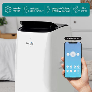 10300 Btu Portable Inverter Air Conditioner With Cooling, Heating, Wi-Fi Connectivity, And Quiet Operation – Perfect For Bedrooms, Offices, Living Rooms, And Indoor Spaces (White)
