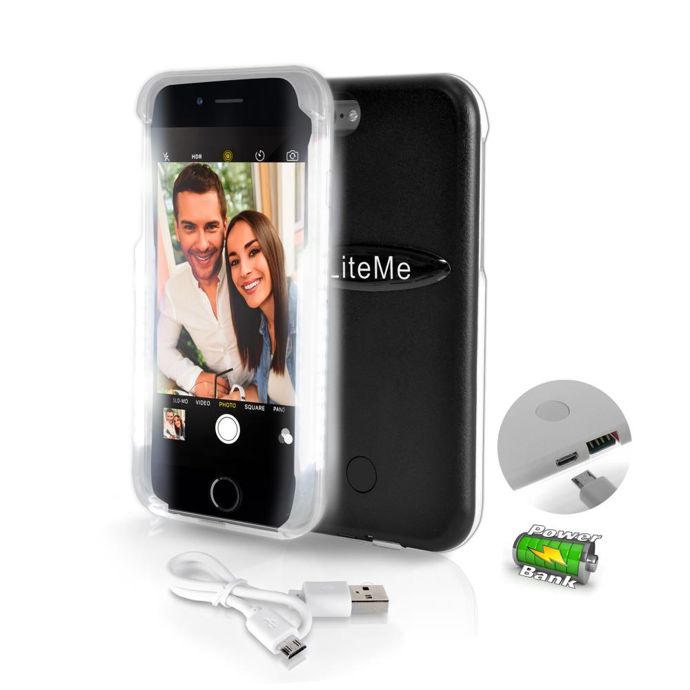 Serenelife 2 In 1 Iphone Selfie Case Led Illuminated Light And Battery Pack Case For Iphone 6 6S And Power Bank - Black