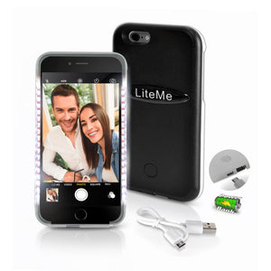 Iphone 6 Plus / 6S Plus 2-In-1 Selfie Light Led Illuminated And Juice Pack Case - Serenelife Liteme, Black