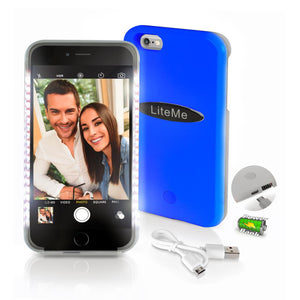 Iphone 6 Plus / 6S Plus 2-In-1 Selfie Light Led Illuminated And Juice Pack Case - Serenelife Liteme, Blue