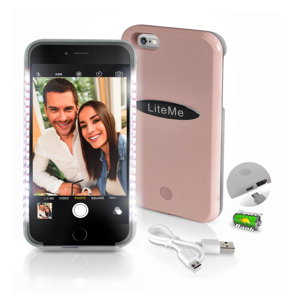 Iphone 6 Plus / 6S Plus 2-In-1 Selfie Light Led Illuminated And Juice Pack Case - Serenelife Liteme, Rose Gold