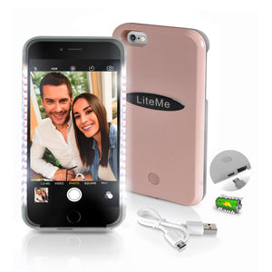 Iphone 6 Plus / 6S Plus 2-In-1 Selfie Light Led Illuminated And Juice Pack Case - Serenelife Liteme, Rose Gold