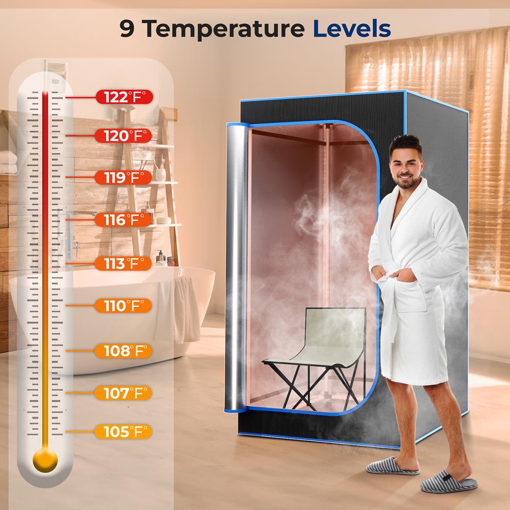 SereneLife Portable Full Size Personal Home Spa Steam Sauna with Remote, Black