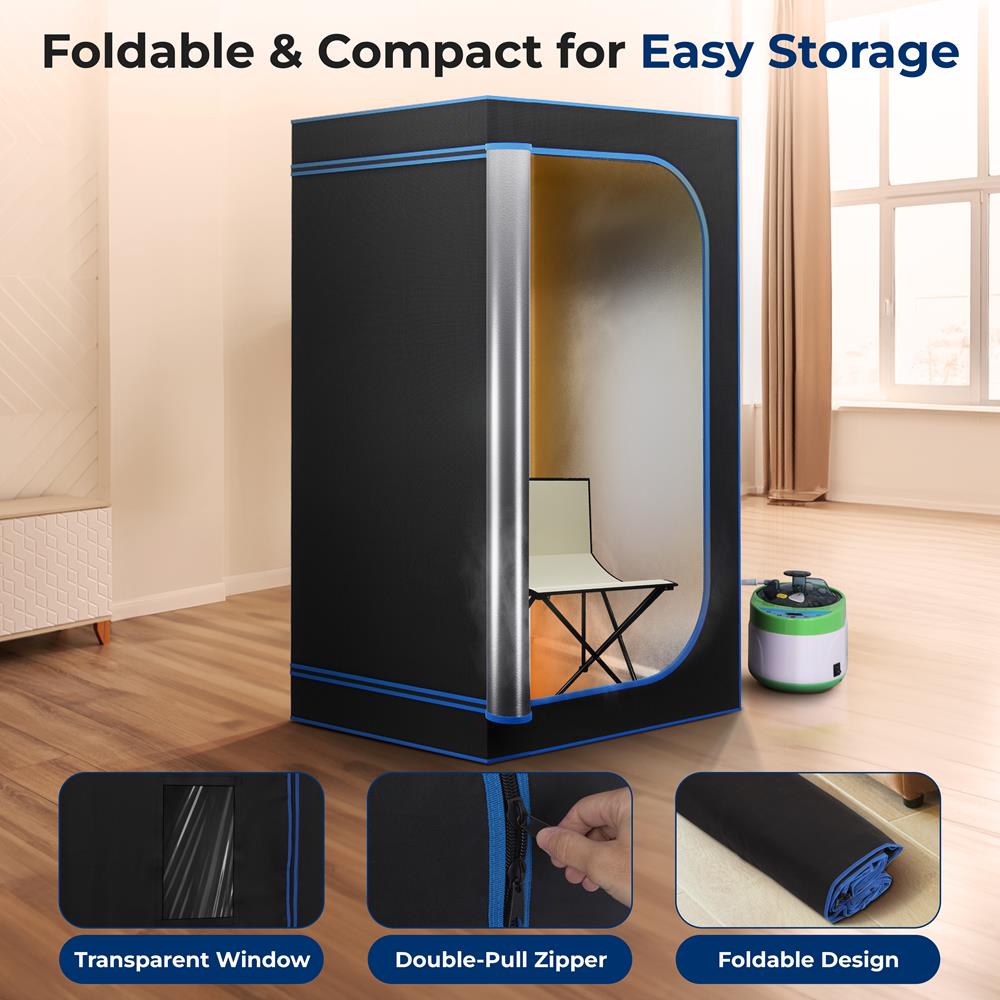 Portable Home Sauna for Detox, 4L Steamer, Folding Chair, Gray