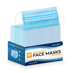 100 Pcs. Disposable Face Masks - 3 Layer Protection Breathable Face Masks, For Dust Covering (For Kids)