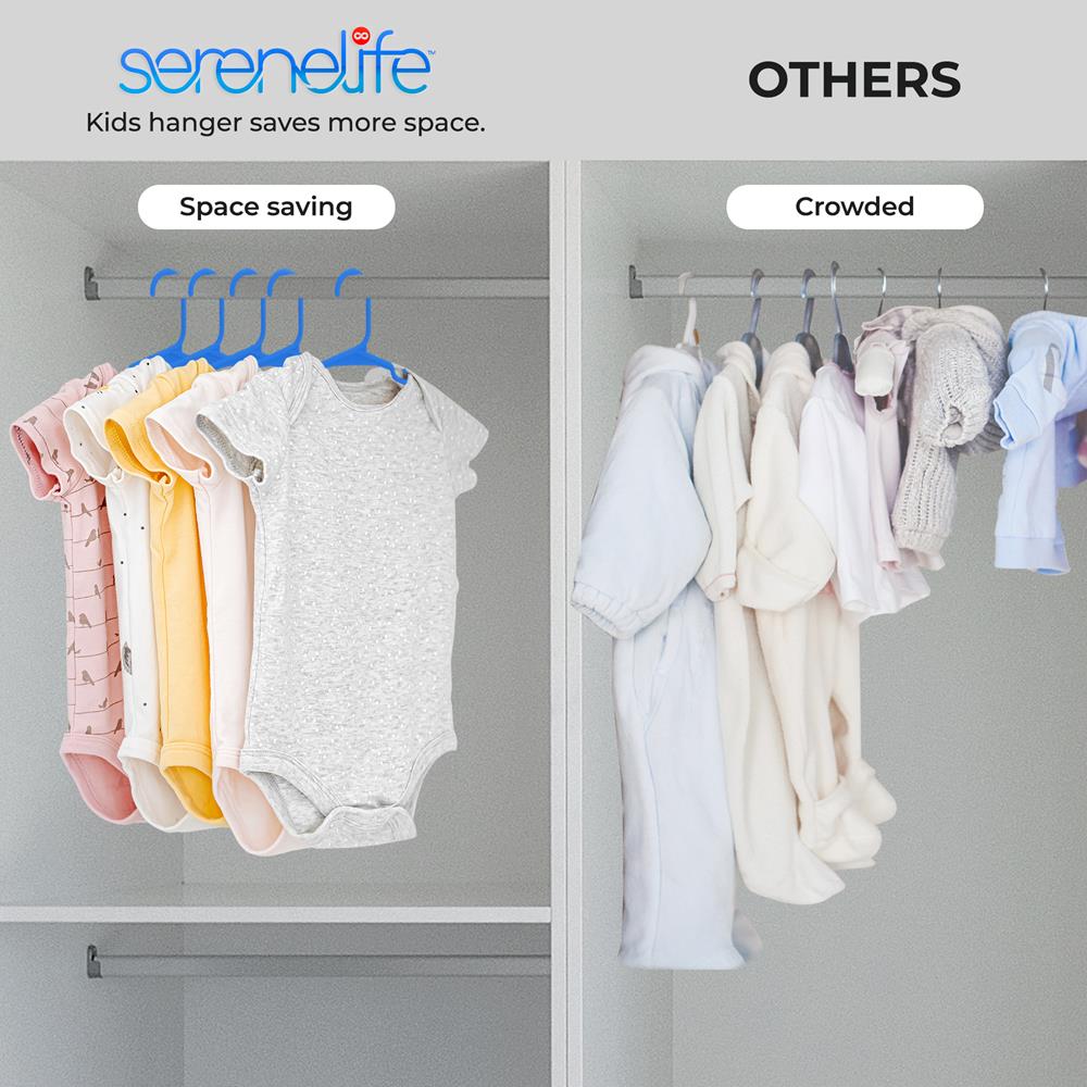 20 Pack Non-Slip Kids Hangers - Space-Saving, Durable Plastic, Blue