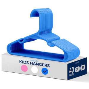 40-Pack Non-Slip Kids Hangers - Space-Saving, Durable Plastic, Blue
