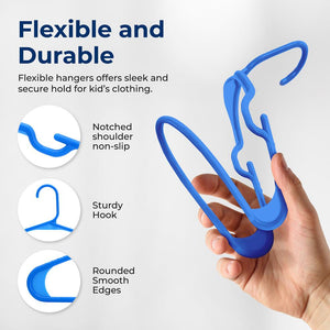40-Pack Non-Slip Kids Hangers - Space-Saving, Durable Plastic, Blue