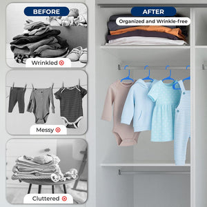 40-Pack Non-Slip Kids Hangers - Space-Saving, Durable Plastic, Blue