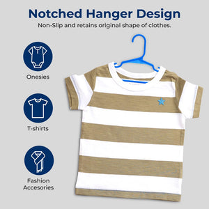 Plastic Kids Hangers 60-Pack, Non-Slip, Space-Saving, Blue