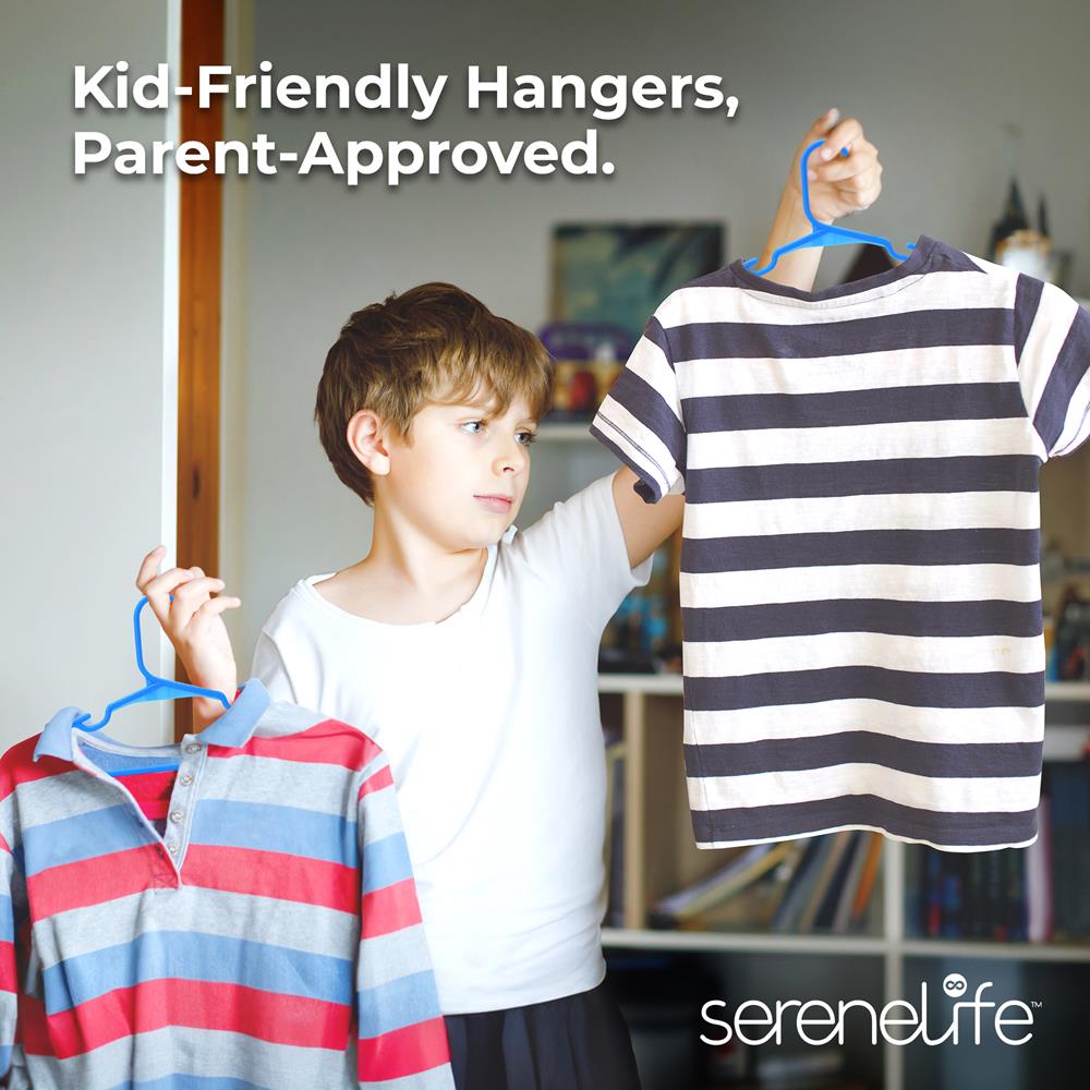 Plastic Kids Hangers 60-Pack, Non-Slip, Space-Saving, Blue