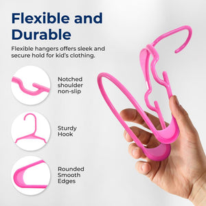 40 Pack Non-Slip Kids Hangers - Space-Saving, Durable, Pink