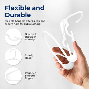 40-Pack Non-Slip Kids Hangers - Space-Saving, Durable, White