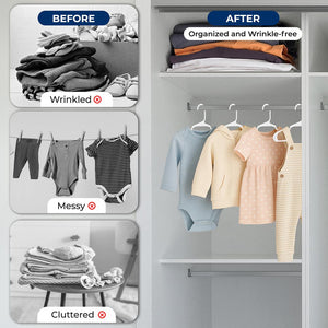 40-Pack Non-Slip Kids Hangers - Space-Saving, Durable, White