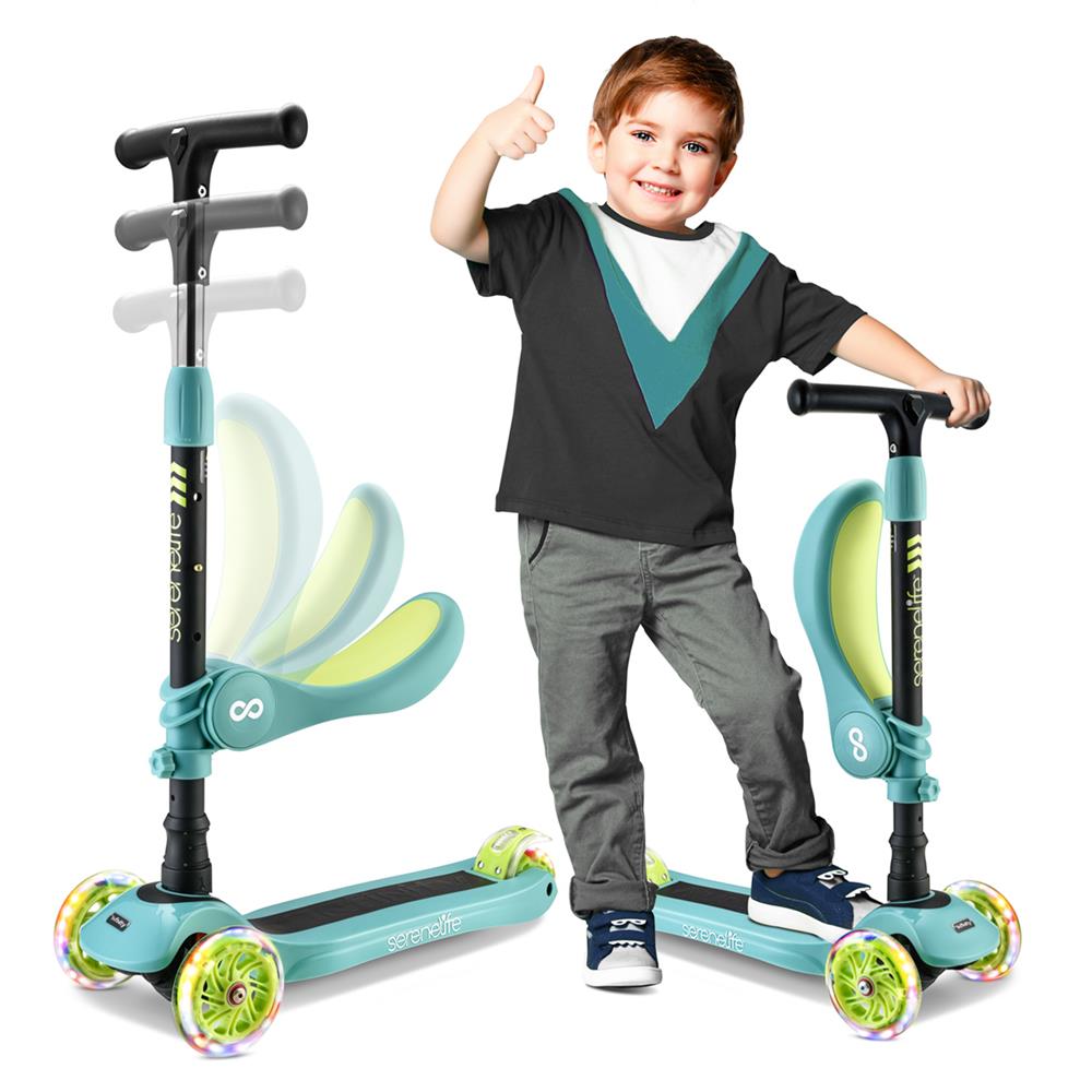 Infinity 3-Wheel Kids Scooter - Child & Toddler Toy Scooter With Built-In Led Wheel Lights, Fold-Out Comfort Seat (Teal Blue)