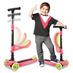 Infinity 3-Wheel Kids Scooter - Child & Toddler Toy Scooter With Built-In Led Wheel Lights, Fold-Out Comfort Seat (Watermelon)