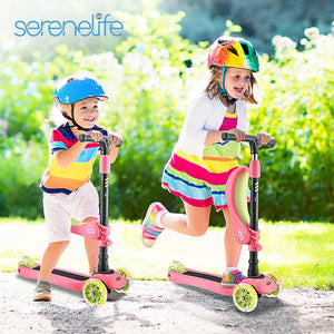 Infinity 3-Wheel Kids Scooter - Child & Toddler Toy Scooter With Built-In Led Wheel Lights, Fold-Out Comfort Seat (Watermelon)