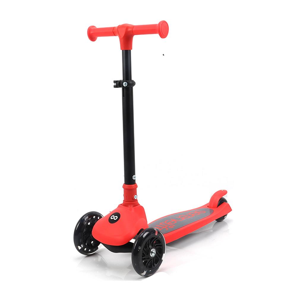 3-Wheel Kids Scooter, Foldable, LED Wheels, Adjustable Handlebar, Red