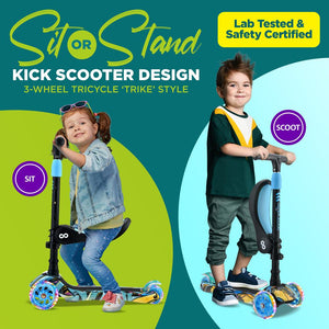 Infinity 3-Wheel Kids Scooter- Child & Toddler Toy Scooter With Built-In Led Wheel Lights, Fold-Out Comfort Seat (Graffiti)