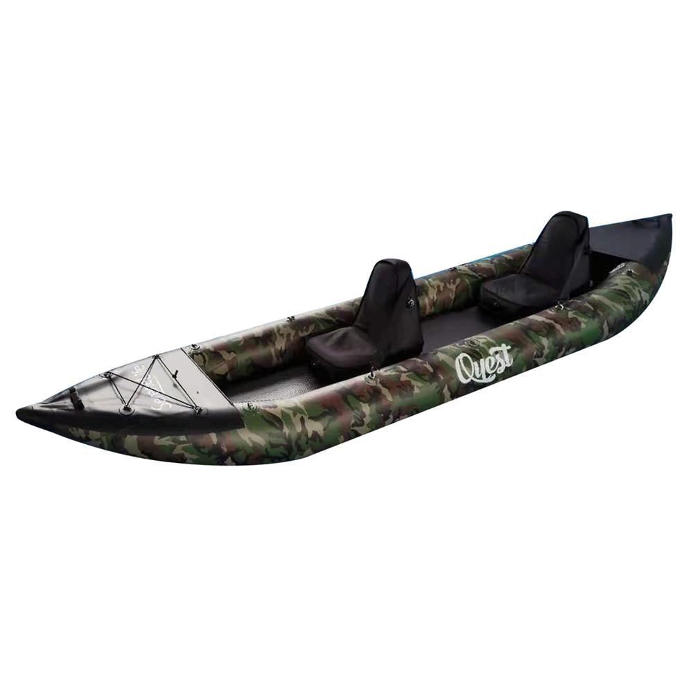 2-Person Inflatable Kayak Set With Aluminum Oars And High Output Air Pump, Carrying Bag And Repair Kit (Camo)