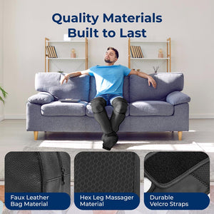 Air Compression Leg Massager, Pain Relief, Heat & 6 Modes, Soccer Leather