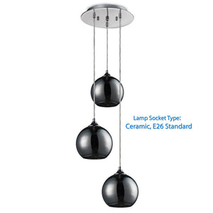 Pendant Light / Triple Hanging Lamp Ceiling Light Fixture, Sculpted Glass Lighting Accents