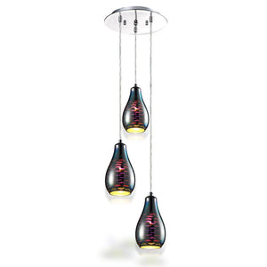 Pendant Light / Triple Hanging Lamp Ceiling Light Fixture, Sculpted Glass Lighting Accents