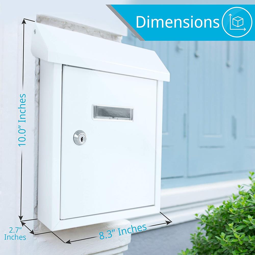 Weatherproof Wall Mount Mailbox, Secure Lock, Galvanized Steel