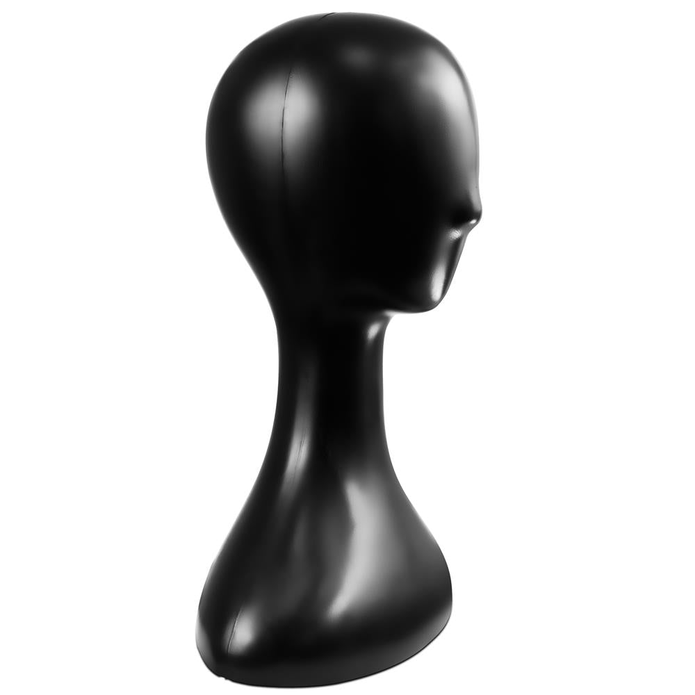 Professional Plastic Mannequin Head - Durable Women Model Wig Stand Display (Black)