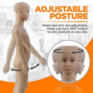 Kid Torso Dress Form Mannequin - Detachable Mannequin Full Body Stand (Female)