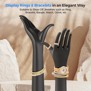 Female Mannequin Long Hand Heave Duty Jewelry Display Holder Bracelet Necklace Ring Stand (Black)