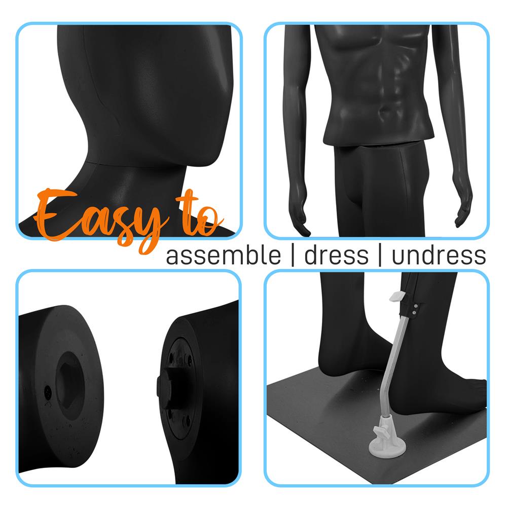 73'' Male Mannequin Torso Dress Form - Detachable Mannequin Full Body Stand