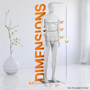 73'' Male Mannequin Torso Dress Form - Detachable Mannequin Full Body Stand