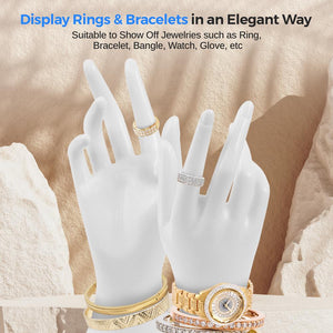 Female Mannequin Hand Heave Duty Jewelry Display Holder Bracelet Necklace Ring Stand (White)