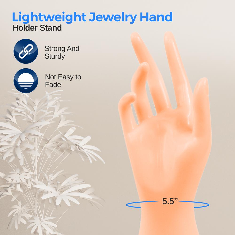 Female Mannequin Hand Heavy Duty Jewelry Display Holder Bracelet Necklace Ring Stand (Skin)