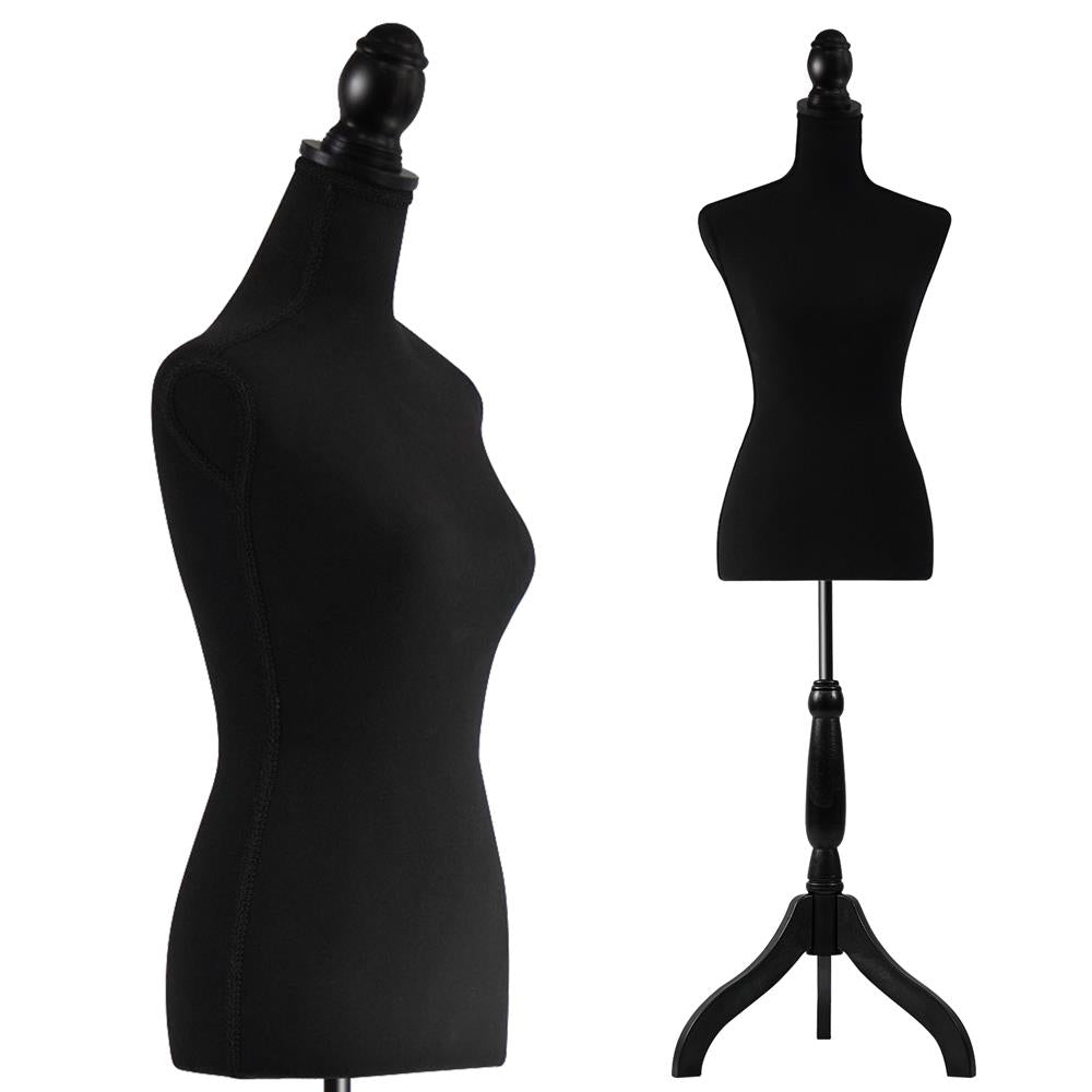 Female Dress Form Mannequin Torso Display Mannequin Body With Adjustable Tripod Stand For Clothing Dress Jewelry Display (Black)