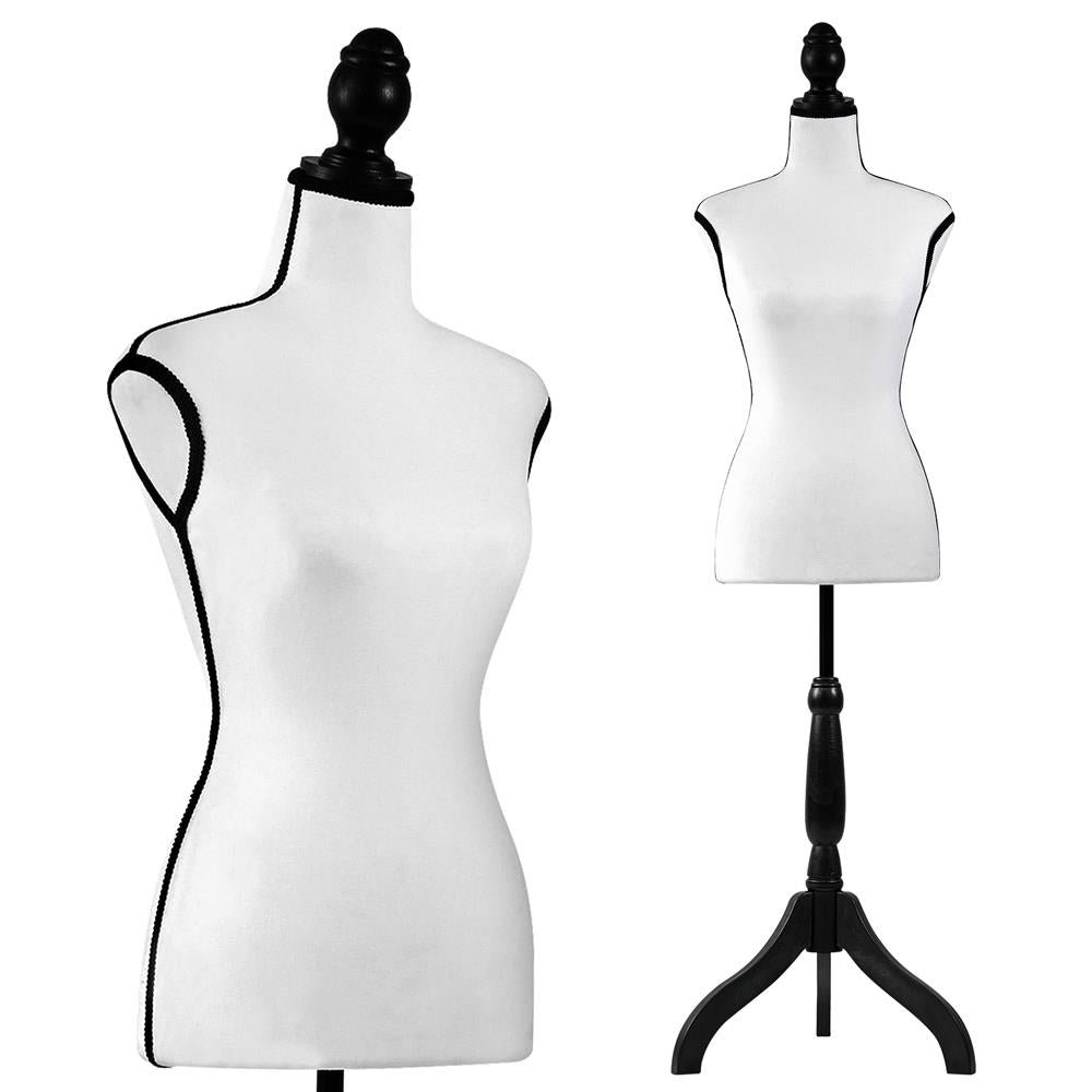 Female Dress Form Mannequin Torso Display Mannequin Body With Adjustable Tripod Stand For Clothing Dress Jewelry Display (White)