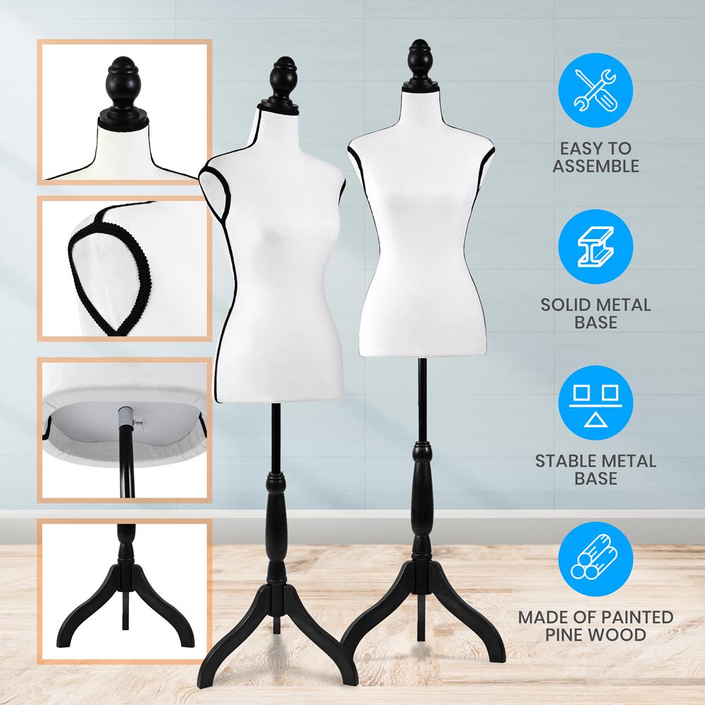 Female Dress Form Mannequin Torso Display Mannequin Body With Adjustable Tripod Stand For Clothing Dress Jewelry Display (White)