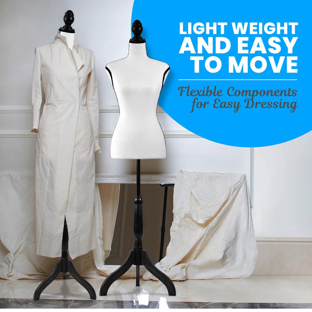 White Female Mannequin Torso Body Dress Form with Adjustable Tripod Stand high quality