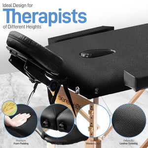 Portable Massage Table - Professional Adjustable Folding Bed With 3 Sections And Carrying Bag For Therapy, Tattoo, Salon, Spa & Facial Treatment