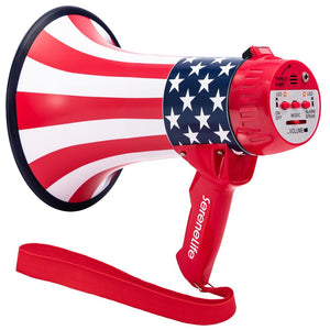 Serenelife 43W Rechargeable Megaphone With External Mic, Built-In Music & Siren Modes, Aux, Usb-C Charging, Ergonomic Handle
