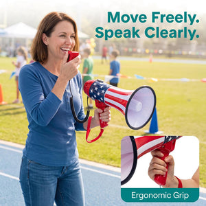 Serenelife 43W Rechargeable Megaphone With External Mic, Built-In Music & Siren Modes, Aux, Usb-C Charging, Ergonomic Handle