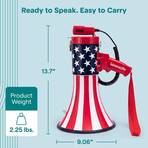 Serenelife 50W Rechargeable Megaphone With Wired Mic, Built-In Siren Modes, Aux, Usb-C Charging, Ergonomic Handle